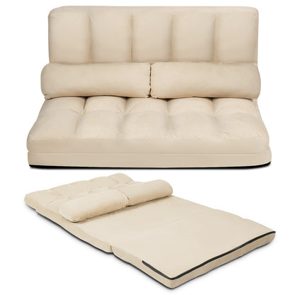 Foldable Floor 6-Position Adjustable Lounge Couch, Beige Floor Chairs at Gallery Canada