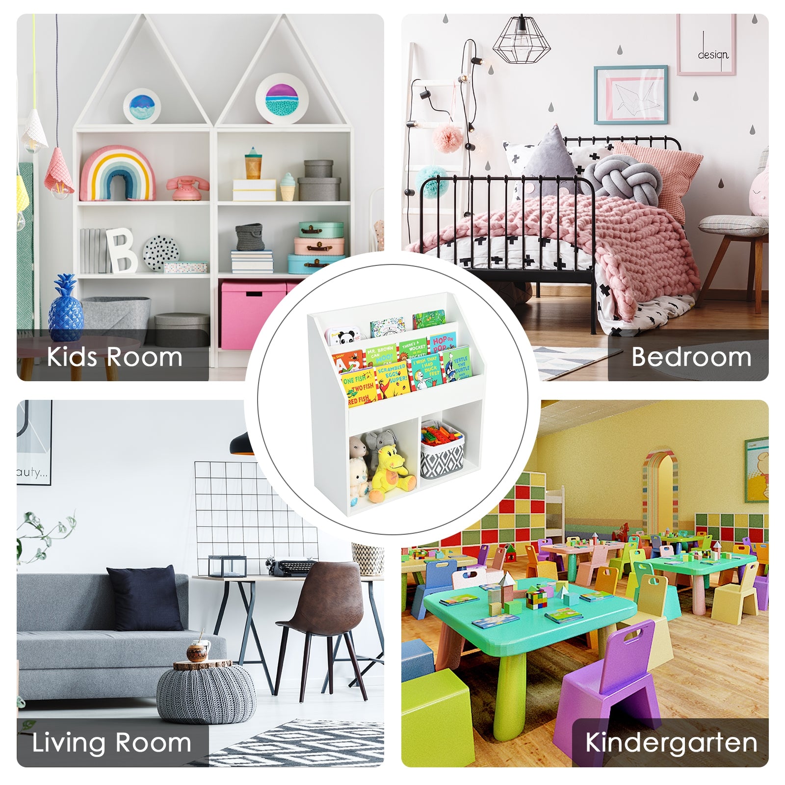 Kids Wooden Bookshelf, Toy Storage Cabinet, White Kids Storage at Gallery Canada