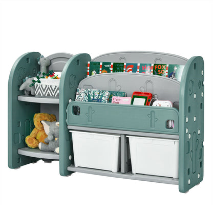 Kids Toy Storage Organizer, 2-Tier Bookshelf, Plastic Bins, Green Kids Storage at Gallery Canada