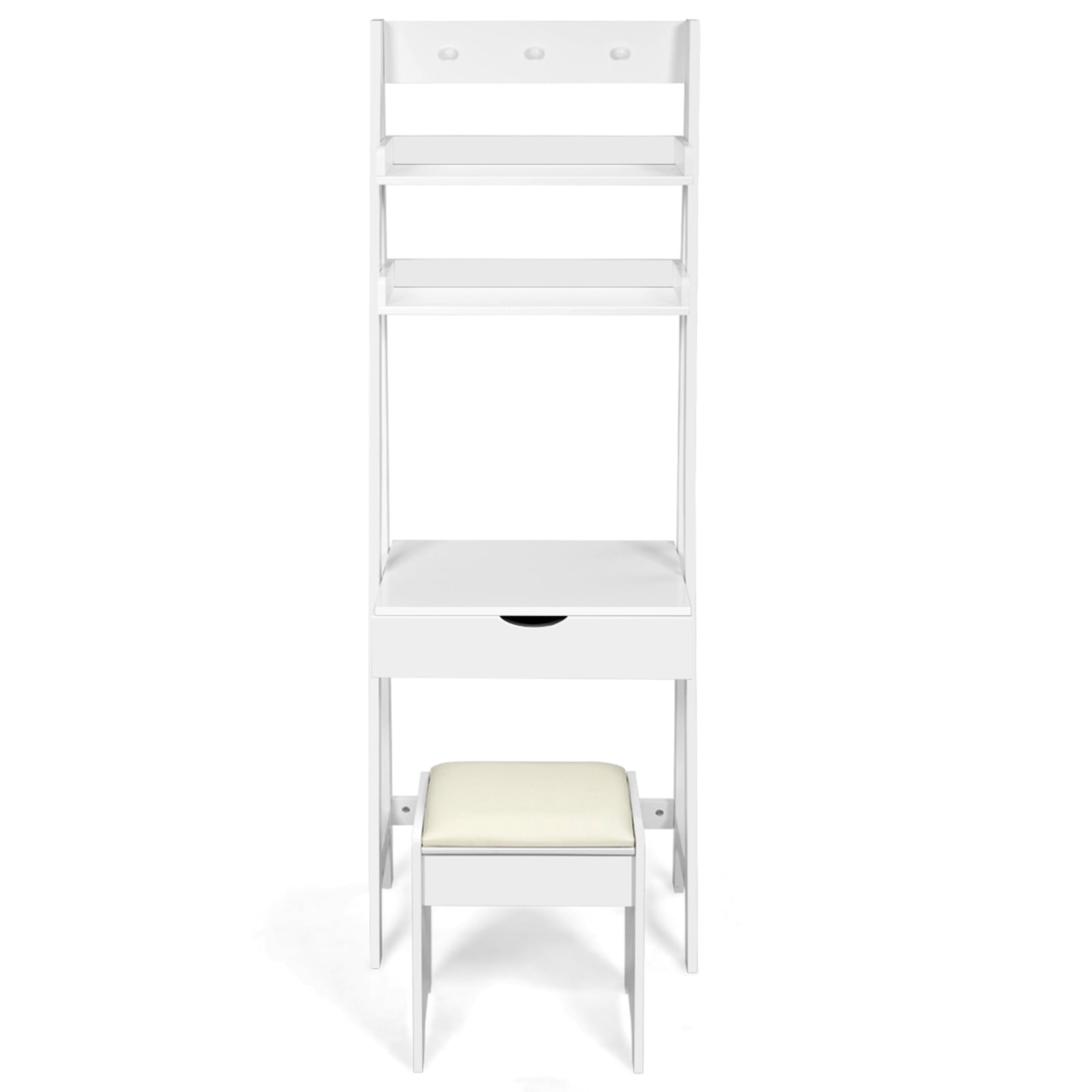 3-in-1 Modern Shelf Vanity Set with Flip Top Mirror and 6 Makeup Organizers, White Makeup Vanities White at Gallery Canada