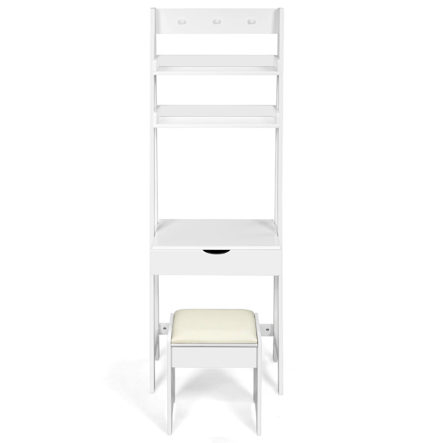 3-in-1 Modern Shelf Vanity Set with Flip Top Mirror and 6 Makeup Organizers, White Makeup Vanities White at Gallery Canada