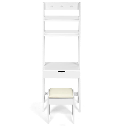 Modern 3-In-1 Vanity Set With Flip Top Mirror, 6 Makeup Organizers, White Makeup Vanities White at Gallery Canada