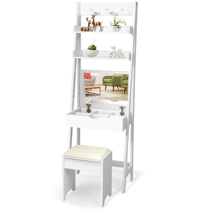 Modern 3-In-1 Vanity Set With Flip Top Mirror, 6 Makeup Organizers, White Makeup Vanities at Gallery Canada