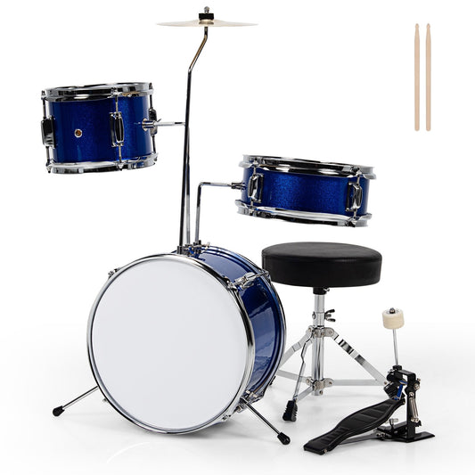5 Pieces Junior Drum Set with 5 Drums, Blue - Gallery Canada