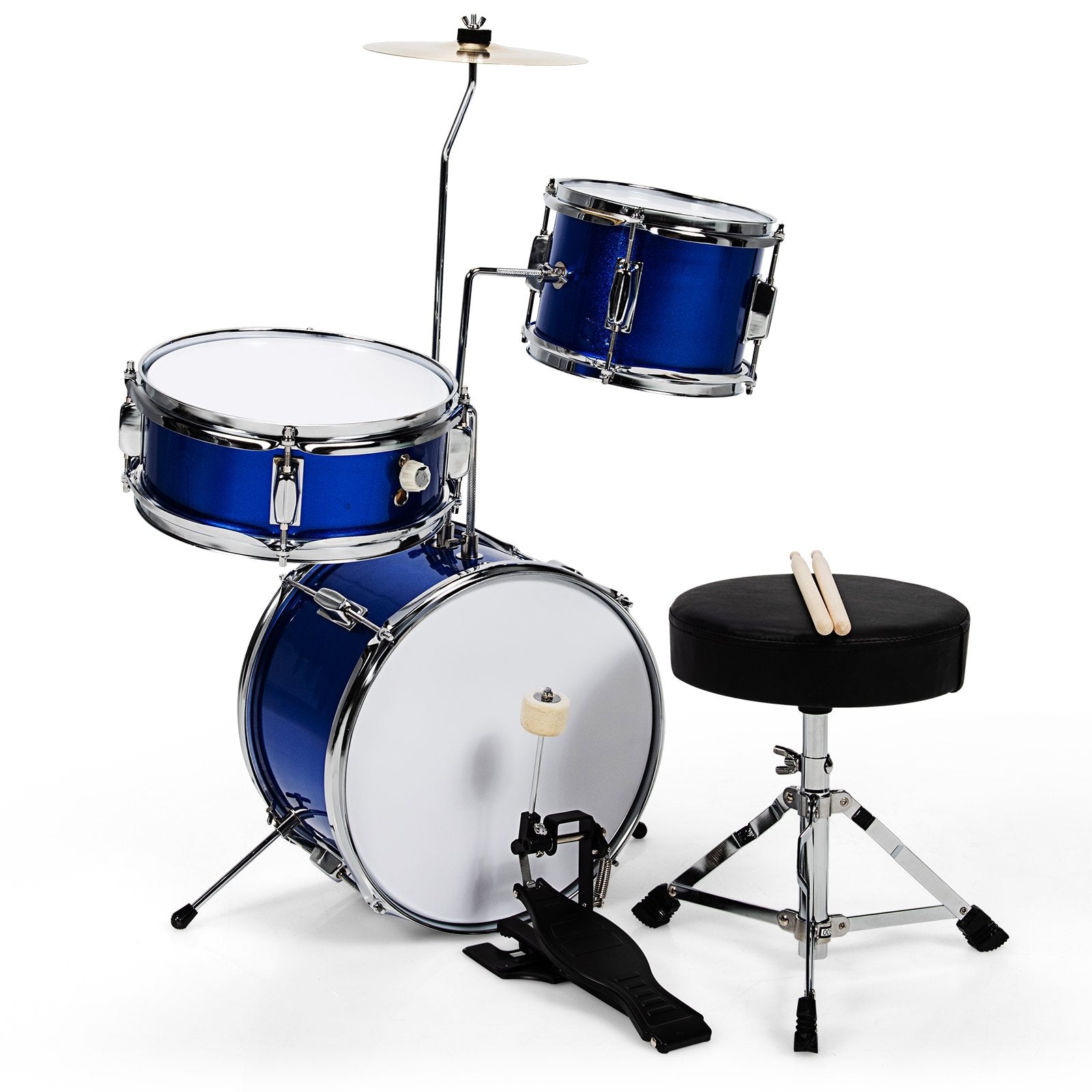 5 Pieces Junior Drum Set with 5 Drums, Blue at Gallery Canada