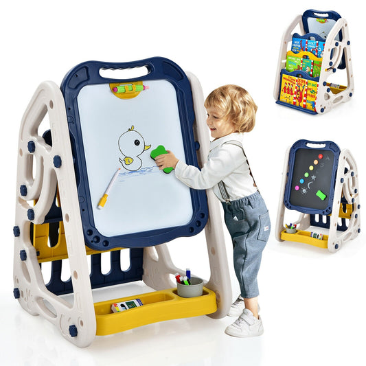 3-in-1 Kids Art Easel Double-Sided Tabletop Easel with Art Accessories, Blue at Gallery Canada