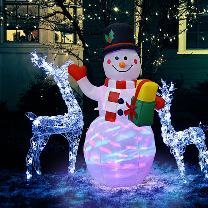 5 Feet Tall Snowman Inflatable with Built-in Colorful LED Lights, White Christmas Inflatables at Gallery Canada