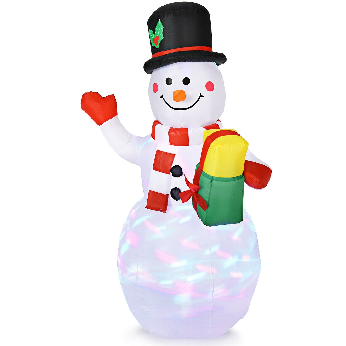 5 Feet Tall Snowman Inflatable with Built-in Colorful LED Lights, White Christmas Inflatables at Gallery Canada