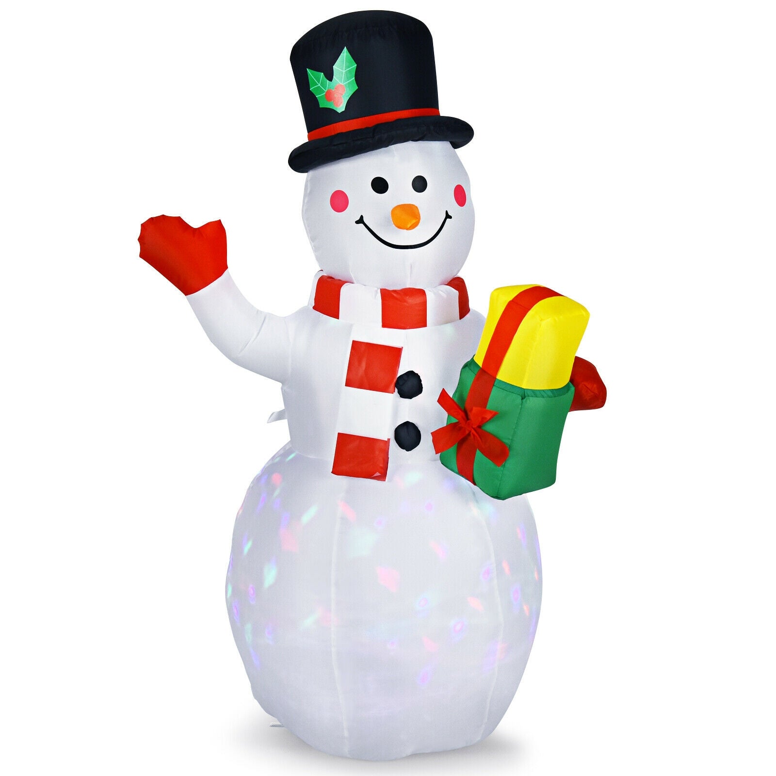 5 Feet Tall Snowman Inflatable with Built-in Colorful LED Lights, White Christmas Inflatables White at Gallery Canada