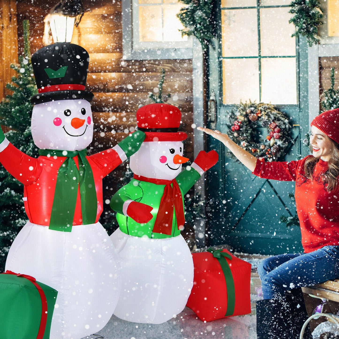 6 Feet Christmas Inflatable Snowmen Blow Up Christmas Decoration, White Christmas Inflatables at Gallery Canada