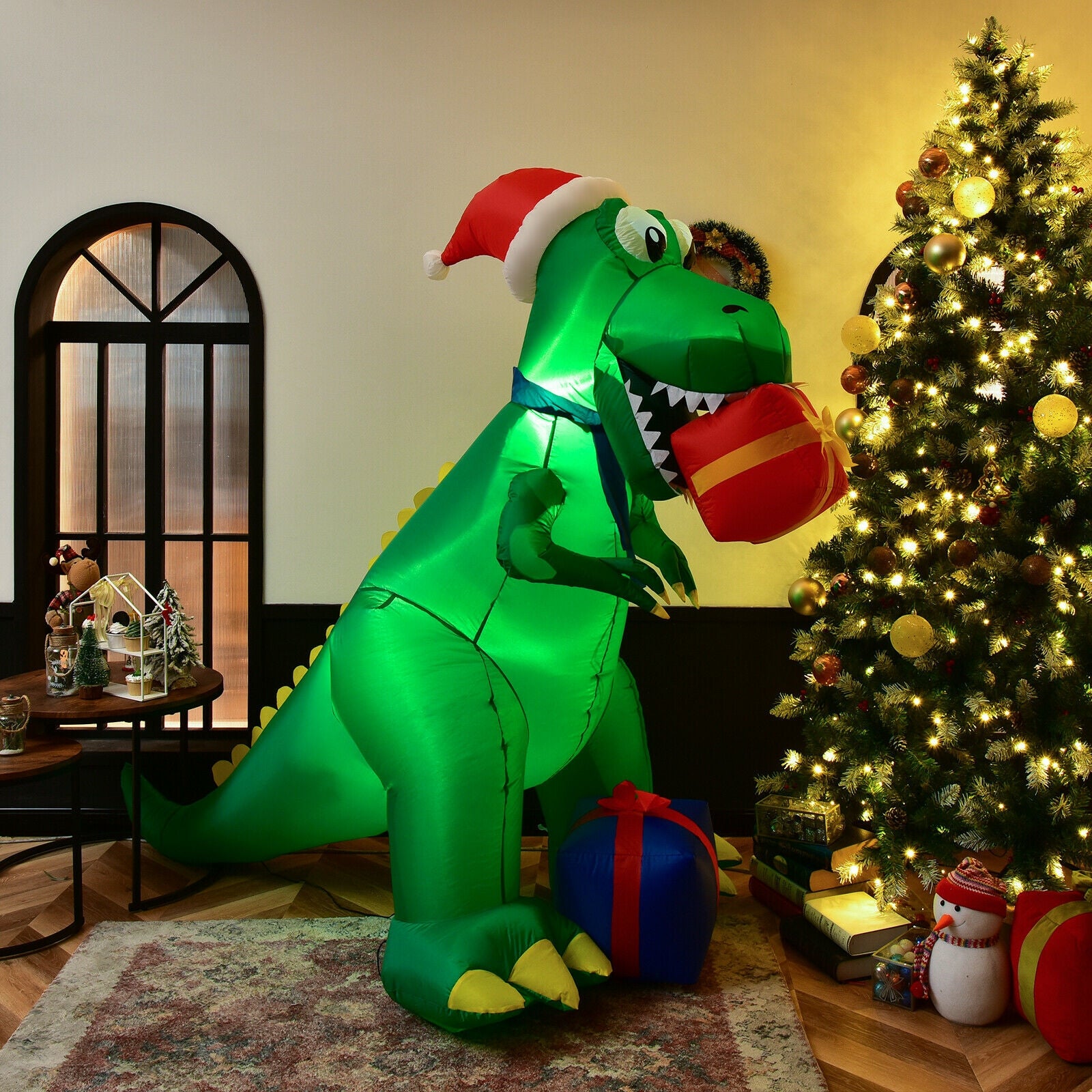 6 Feet Christmas Inflatable Dinosaur for Indoor and Outdoor, Green Christmas Inflatables at Gallery Canada