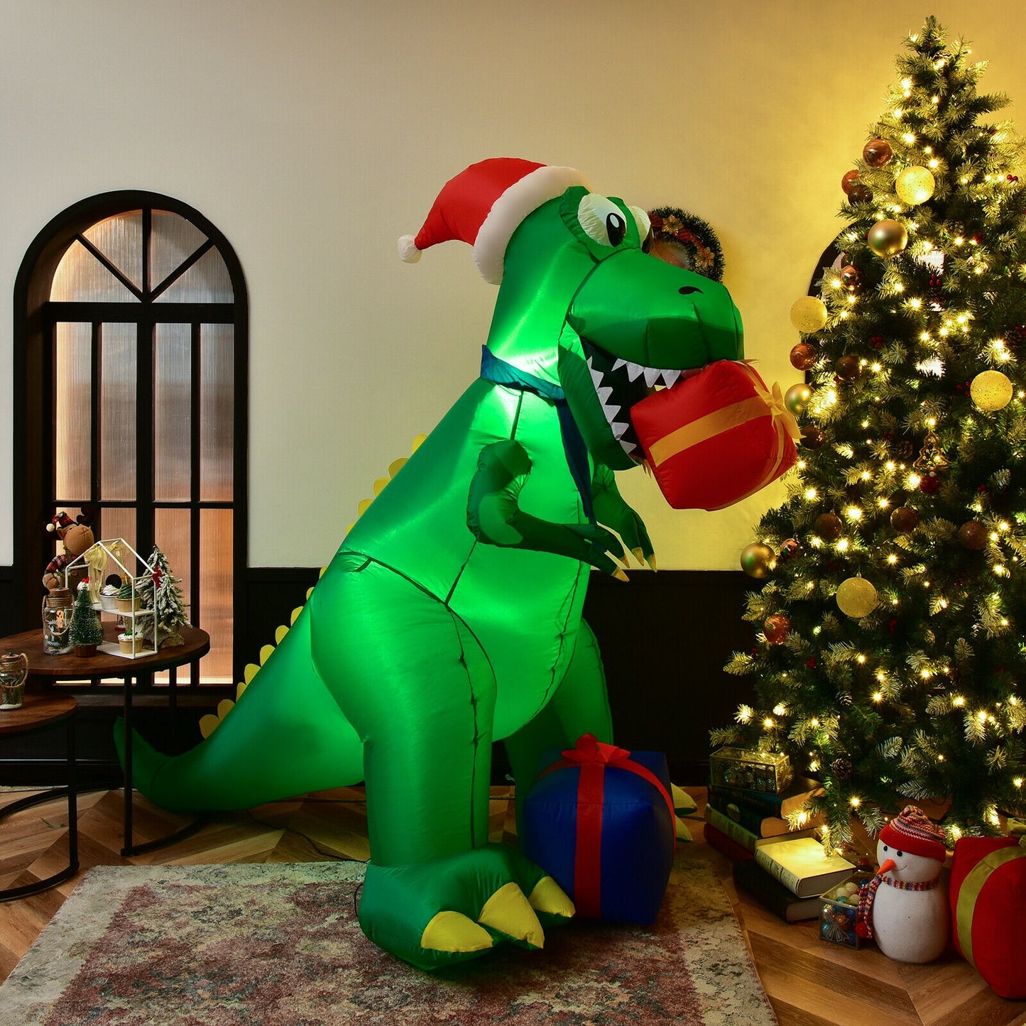 6 Feet Christmas Inflatable Dinosaur for Indoor and Outdoor, Green Christmas Inflatables at Gallery Canada