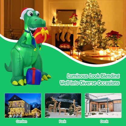 6 Feet Christmas Inflatable Dinosaur for Indoor and Outdoor, Green Christmas Inflatables at Gallery Canada