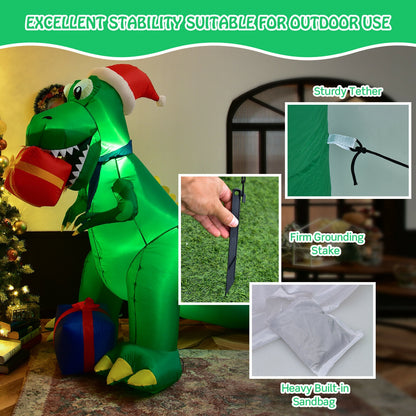 6 Feet Christmas Inflatable Dinosaur for Indoor and Outdoor, Green Christmas Inflatables at Gallery Canada