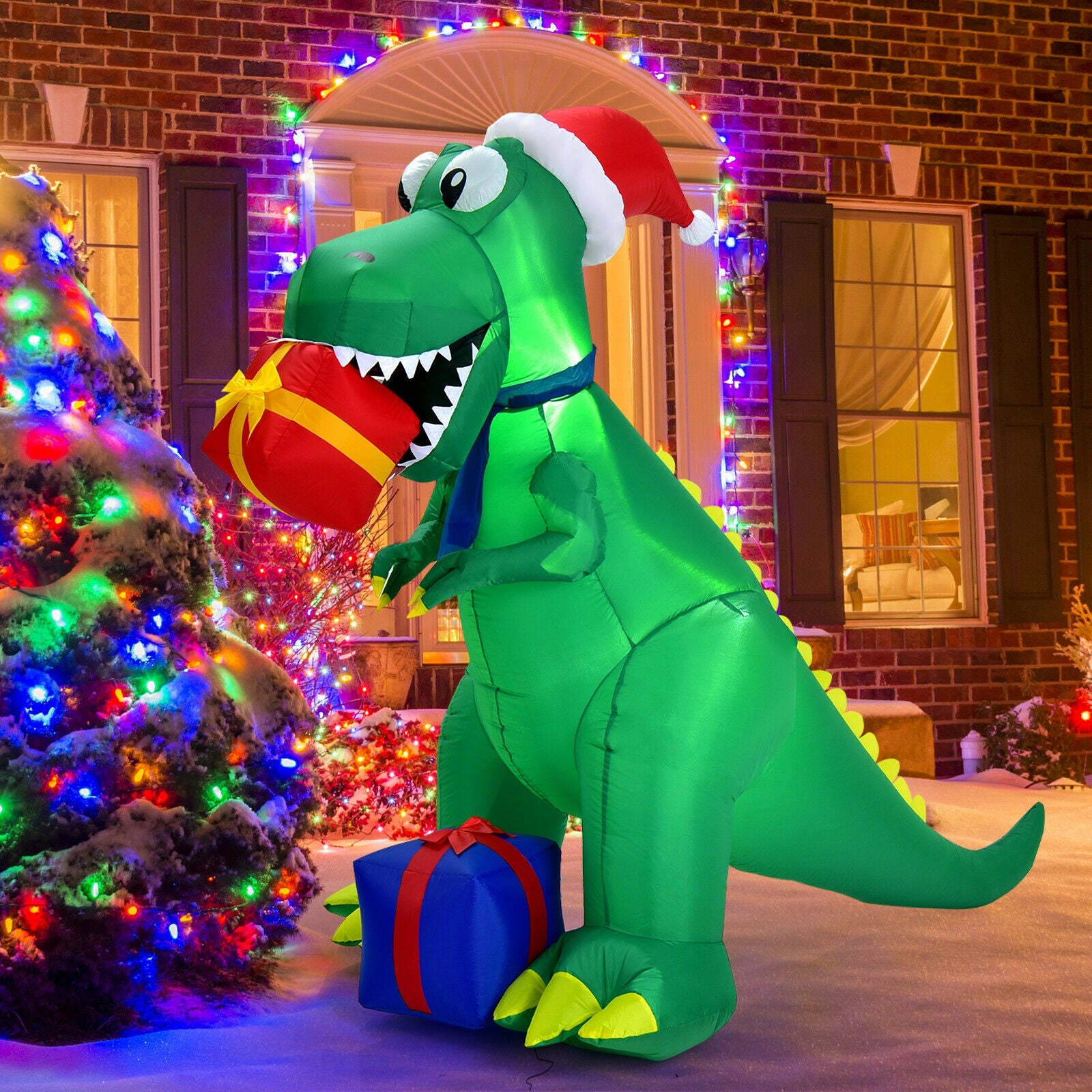6 Feet Christmas Inflatable Dinosaur for Indoor and Outdoor, Green Christmas Inflatables at Gallery Canada