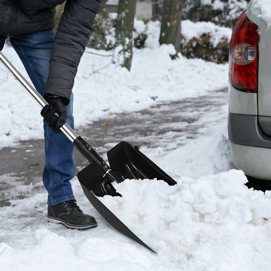 3-in-1 Snow Shovel with Ice Scraper and Snow Brush, Black - Gallery Canada