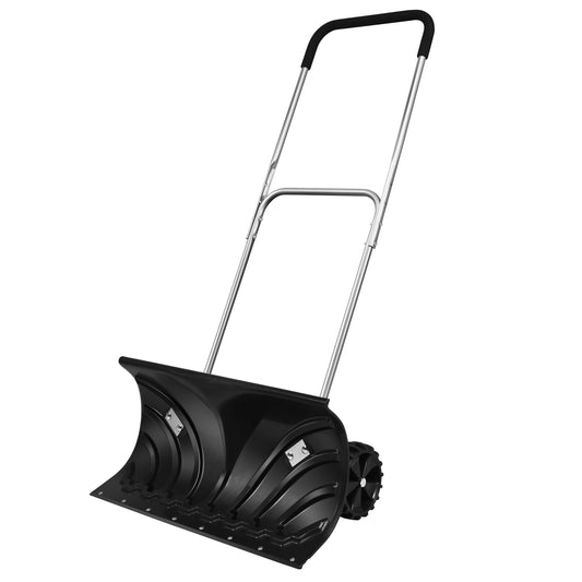 Rolling Snow Pusher Shovel with Adjustable Handle, Black - Gallery Canada