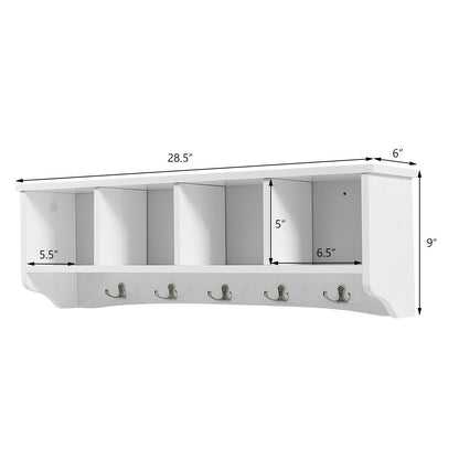 Wall Mounted Storage Cabinet, Hanging Entryway Shelf Coat Rack, White Coat Racks & Hall Trees at Gallery Canada