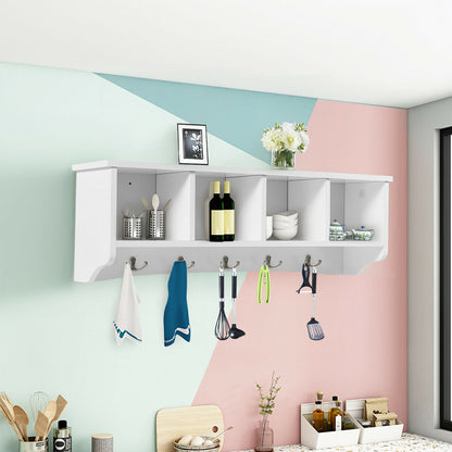 Wall Mounted Storage Cabinet, Hanging Entryway Shelf Coat Rack, White Coat Racks & Hall Trees at Gallery Canada