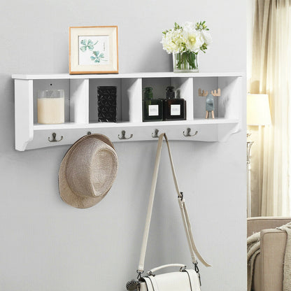 Wall Mounted Storage Cabinet, Hanging Entryway Shelf Coat Rack, White Coat Racks & Hall Trees at Gallery Canada