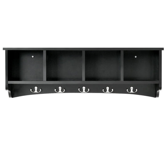 Hanging Entryway Shelf Coat Rack Wall Mounted Storage Cabinets, Black at Gallery Canada