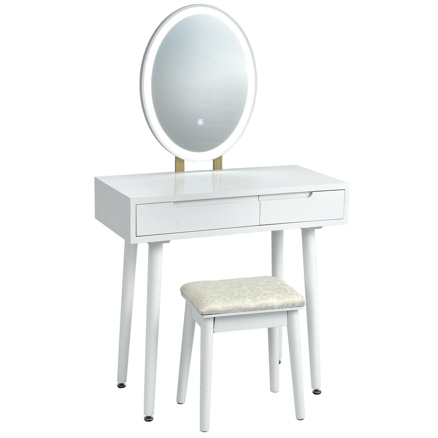 Touch Screen Vanity Makeup Table Stool Set, White Makeup Vanities White at Gallery Canada