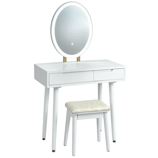 Touch Screen Vanity Makeup Table Stool Set, White Makeup Vanities White at Gallery Canada