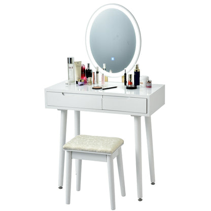 Touch Screen Vanity Makeup Table Stool Set, White Makeup Vanities at Gallery Canada