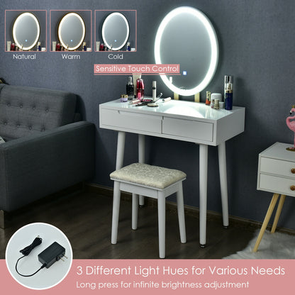 Touch Screen Vanity Makeup Table Stool Set, White Makeup Vanities at Gallery Canada