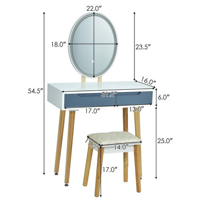 Touch Screen Vanity Makeup Table Stool Set, Gray - Gallery Canada