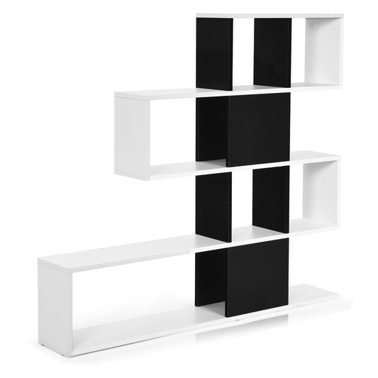 5-Tier Corner Ladder Bookcase With Storage Rack, White, Black Bookcases Black & White at Gallery Canada
