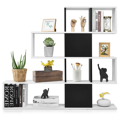 5-Tier Bookshelf Corner Ladder Bookcase with Storage Rack, Black & White Bookcases at Gallery Canada