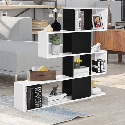 5-Tier Bookshelf Corner Ladder Bookcase with Storage Rack, Black & White Bookcases at Gallery Canada