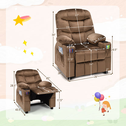 Kids Recliner Chair With Cup Holder, Footrest, Light Brown Kids Chairs & Seating at Gallery Canada