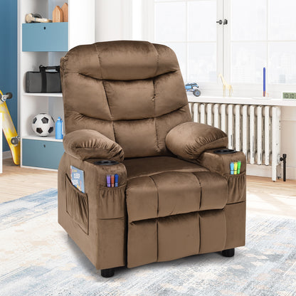 Kids Recliner Chair With Cup Holder, Footrest, Light Brown Kids Chairs & Seating at Gallery Canada