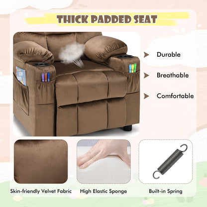 Kids Recliner Chair With Cup Holder, Footrest, Light Brown Kids Chairs & Seating at Gallery Canada