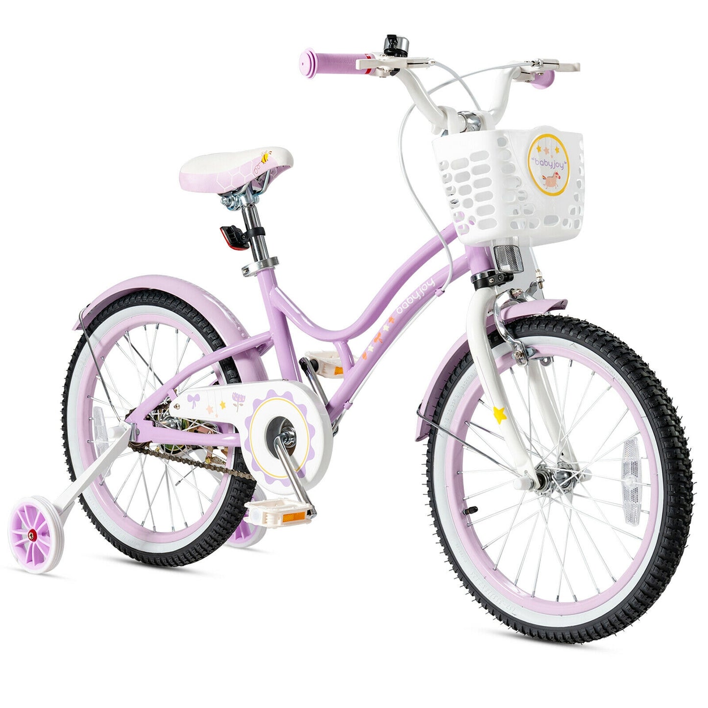18 Inch Kids Adjustable Bike with Training Wheels, Purple Kids Bike Purple at Gallery Canada