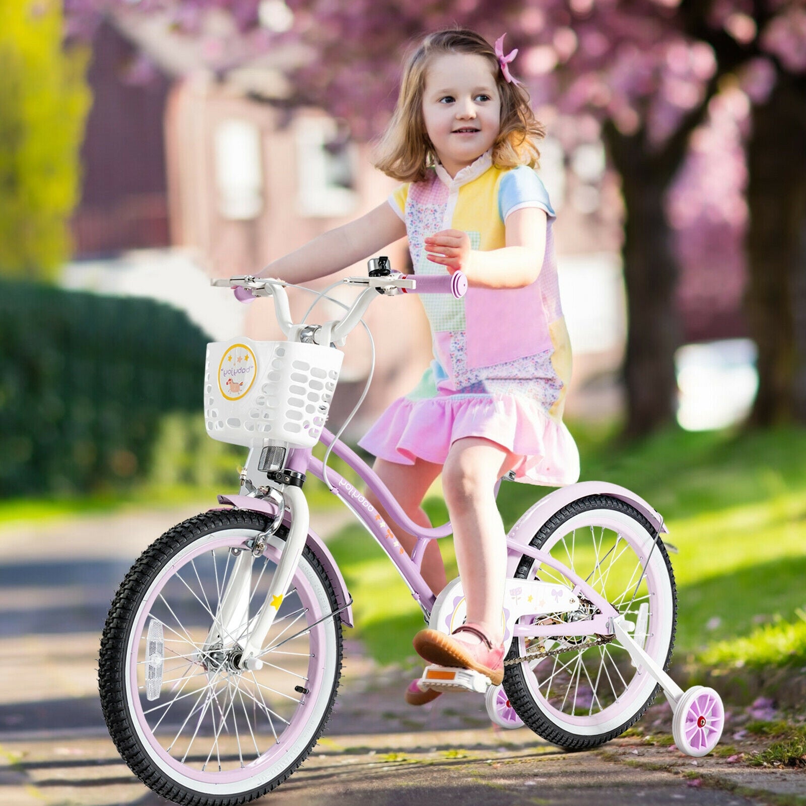 18 Inch Kids Adjustable Bike with Training Wheels, Purple Kids Bike at Gallery Canada