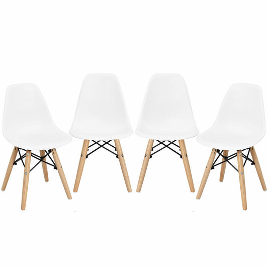 4 Pieces Medieval Style Children Chair Set with Wood Legs, White - Gallery Canada