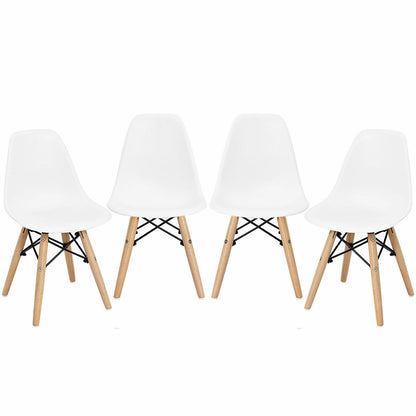 Ensemble de chaises pour enfants de style médiéval 4 pièces avec pieds en bois, blanc