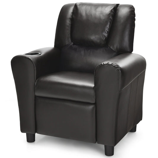 Children PU Leather Recliner Chair with Front Footrest, Brown - Gallery Canada
