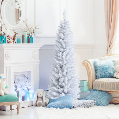Slim Artificial Christmas Pencil Tree with PVC Needles and Folding Metal Stand-5', White Christmas Tree at Gallery Canada