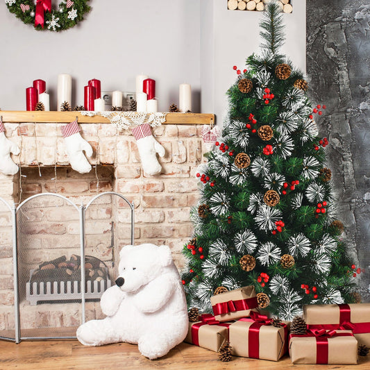 4 Feet Artificial Christmas Tree with Pine Cones and Red Berry Clusters, Green - Gallery Canada