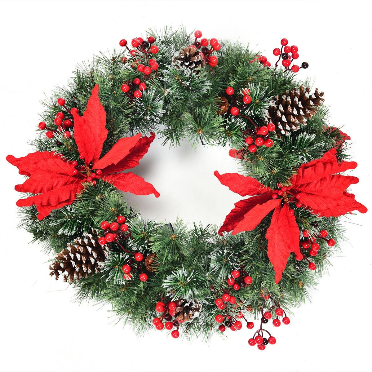 Pre-lit Snow Flocked Christmas Wreath with 50 LED Lights, Green - Gallery Canada