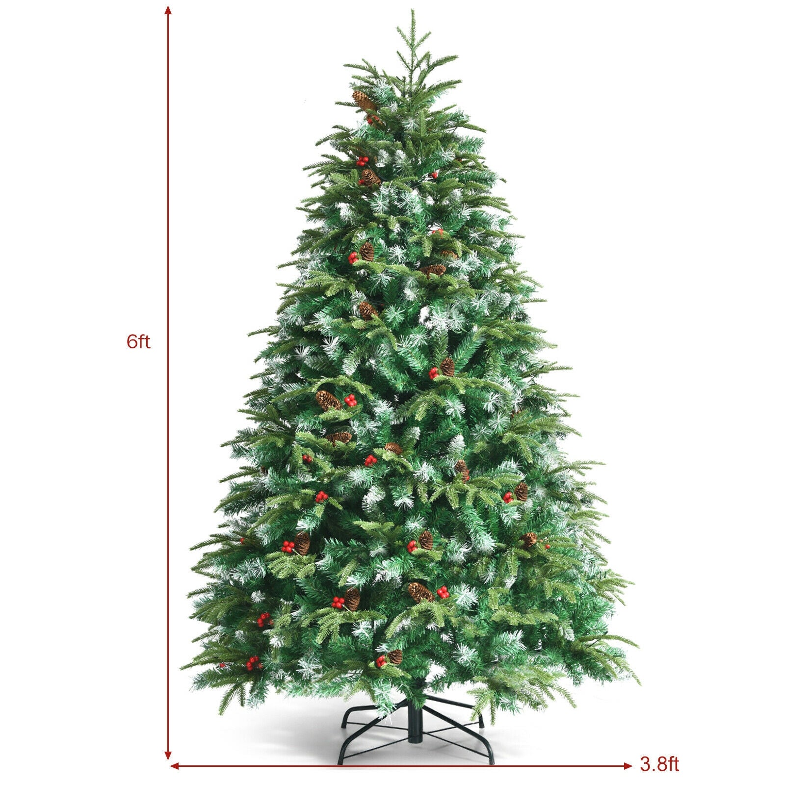 Pre-Lit Snowy Christmas Hinged Tree with Flash Modes and Multi-Color Lights-6 ft, Green Christmas Tree at Gallery Canada