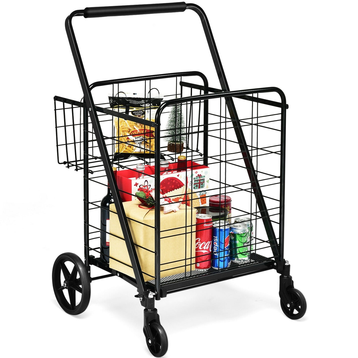 Heavy Duty Folding Utility Shopping Double Cart, Black Kitchen Tools at Gallery Canada