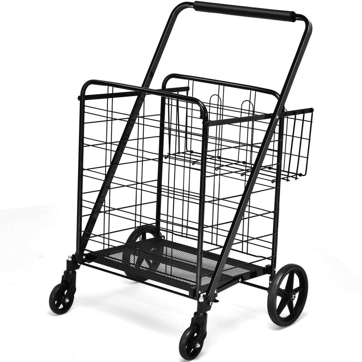 Heavy Duty Folding Utility Shopping Double Cart, Black - Gallery Canada