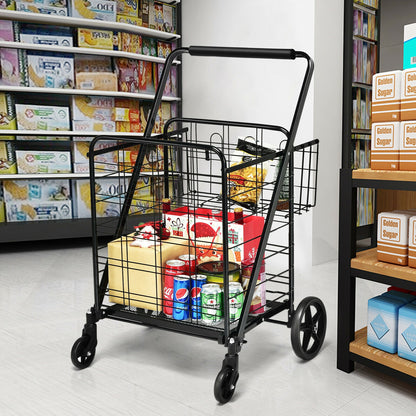 Heavy Duty Folding Utility Shopping Double Cart, Black Kitchen Tools at Gallery Canada