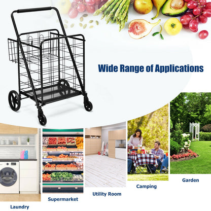 Heavy Duty Folding Utility Shopping Double Cart, Black Kitchen Tools at Gallery Canada