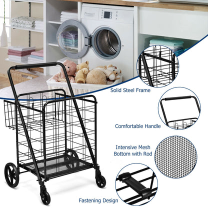 Heavy Duty Folding Utility Shopping Double Cart, Black Kitchen Tools at Gallery Canada